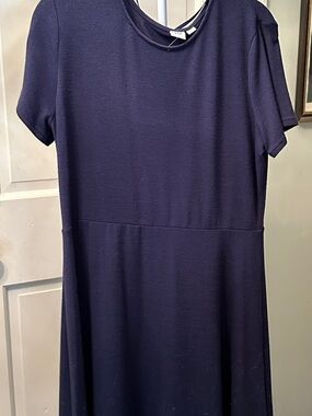 GAP Navy Short-Sleeve Midi Dress with A-Line Skirt NWT